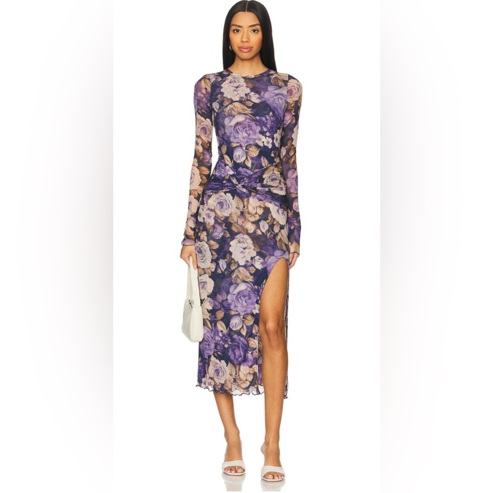 Free People Purple Floral Long Sleeve Dress